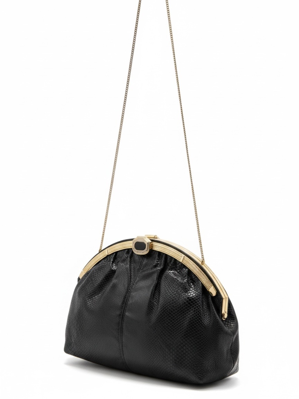 Finesse La Model black snakeskin chain vintage convertible clutch bag purse